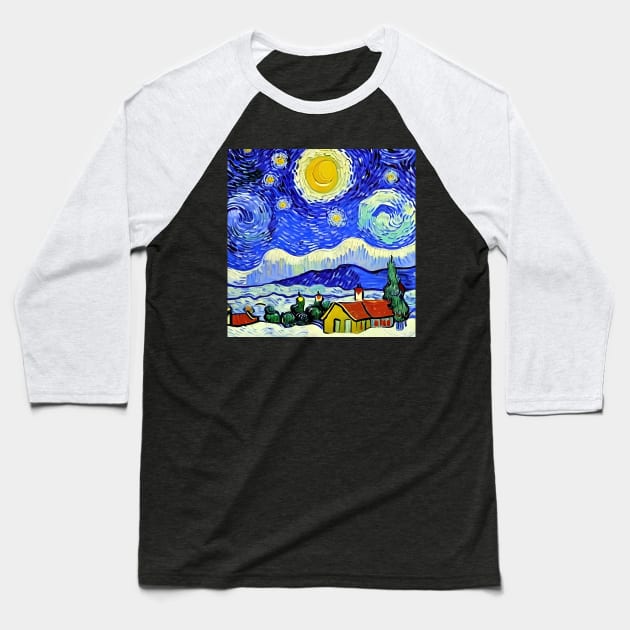 Christmas - Van Gogh Style Baseball T-Shirt by Crestern